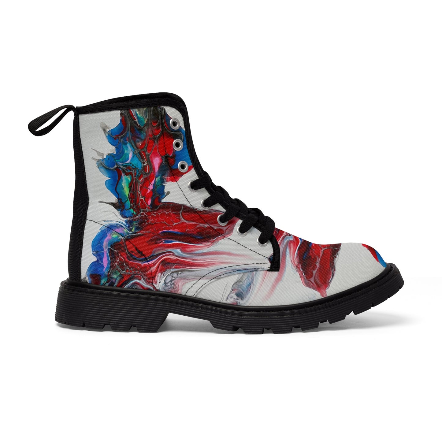 Women's art canvas boots, Art printed boots, canvas art printed boots, arty boots, artistic canvas boots, painted art on canvas boots,