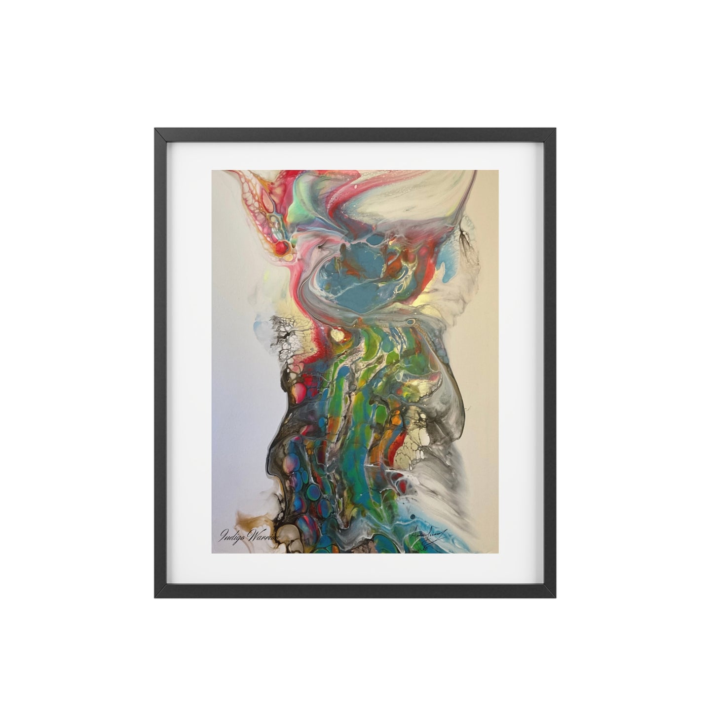 Framed Poster: Miss Rhino Fluid Art Wall Art