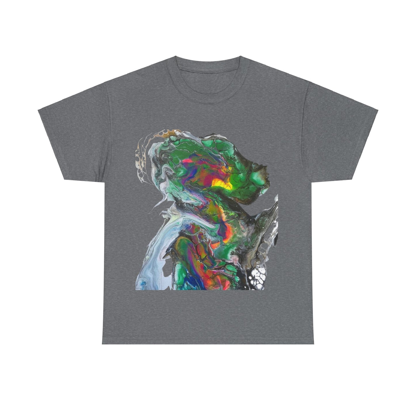 Indigo Warrior Cotton Tee - Green Alien Warrior Fluid Art Print