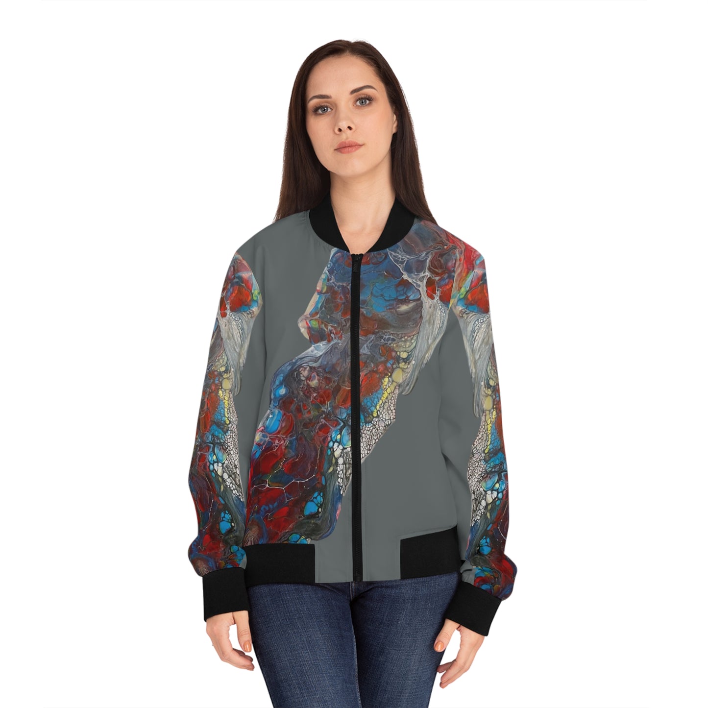 Grey Fluid Bomber Jacket