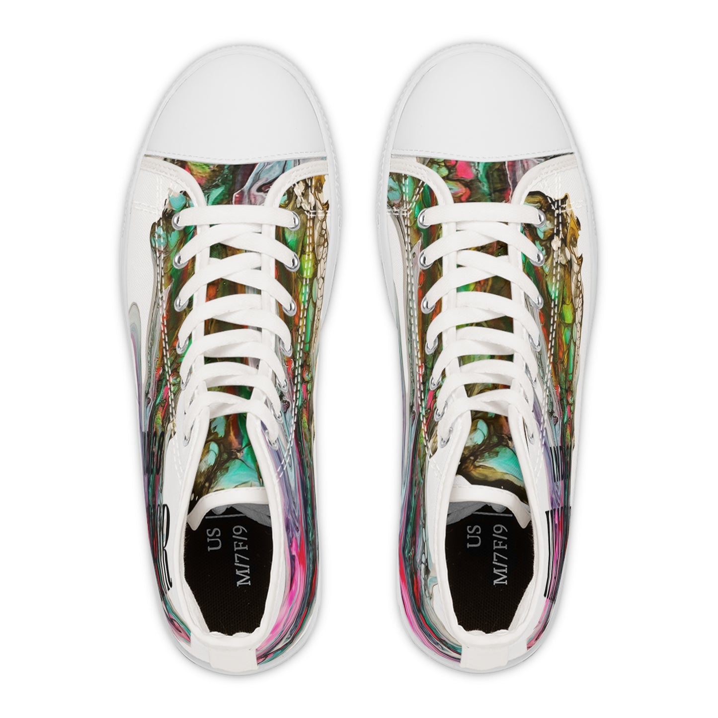 High Top Sneakers Fluid Art Two Faced Cat Print Women's