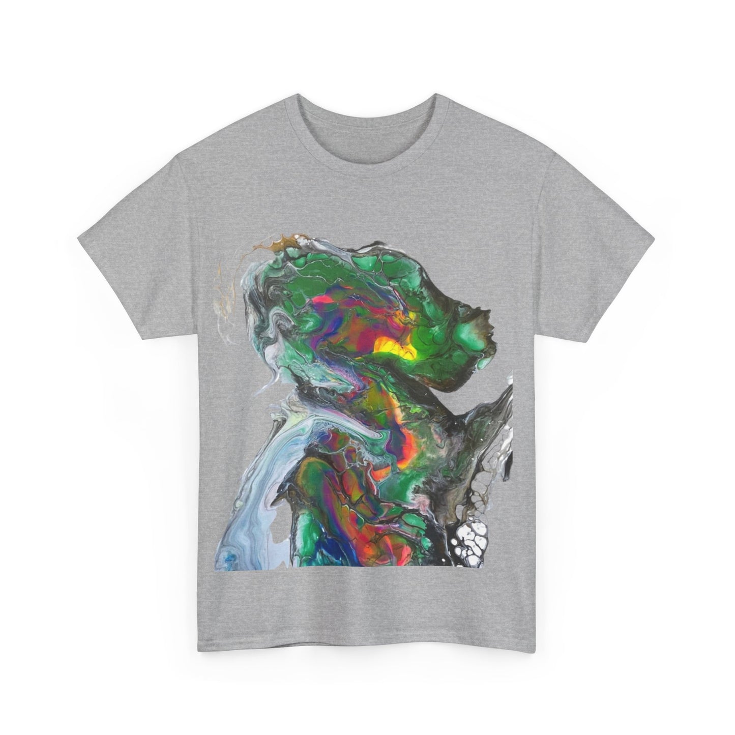 Indigo Warrior Cotton Tee - Green Alien Warrior Fluid Art Print
