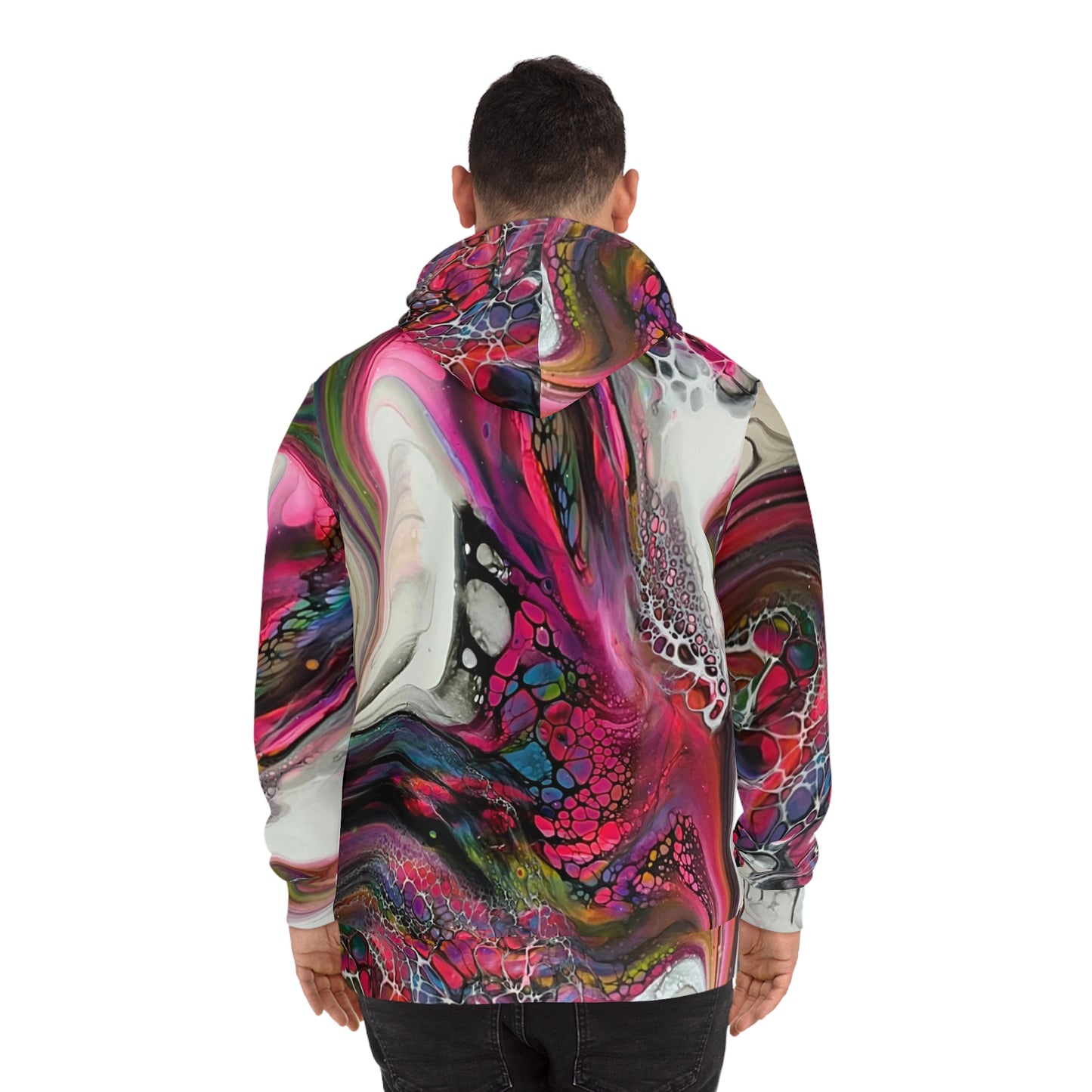 Fluid Print Hoodie in Bold Pink & Purple Colors