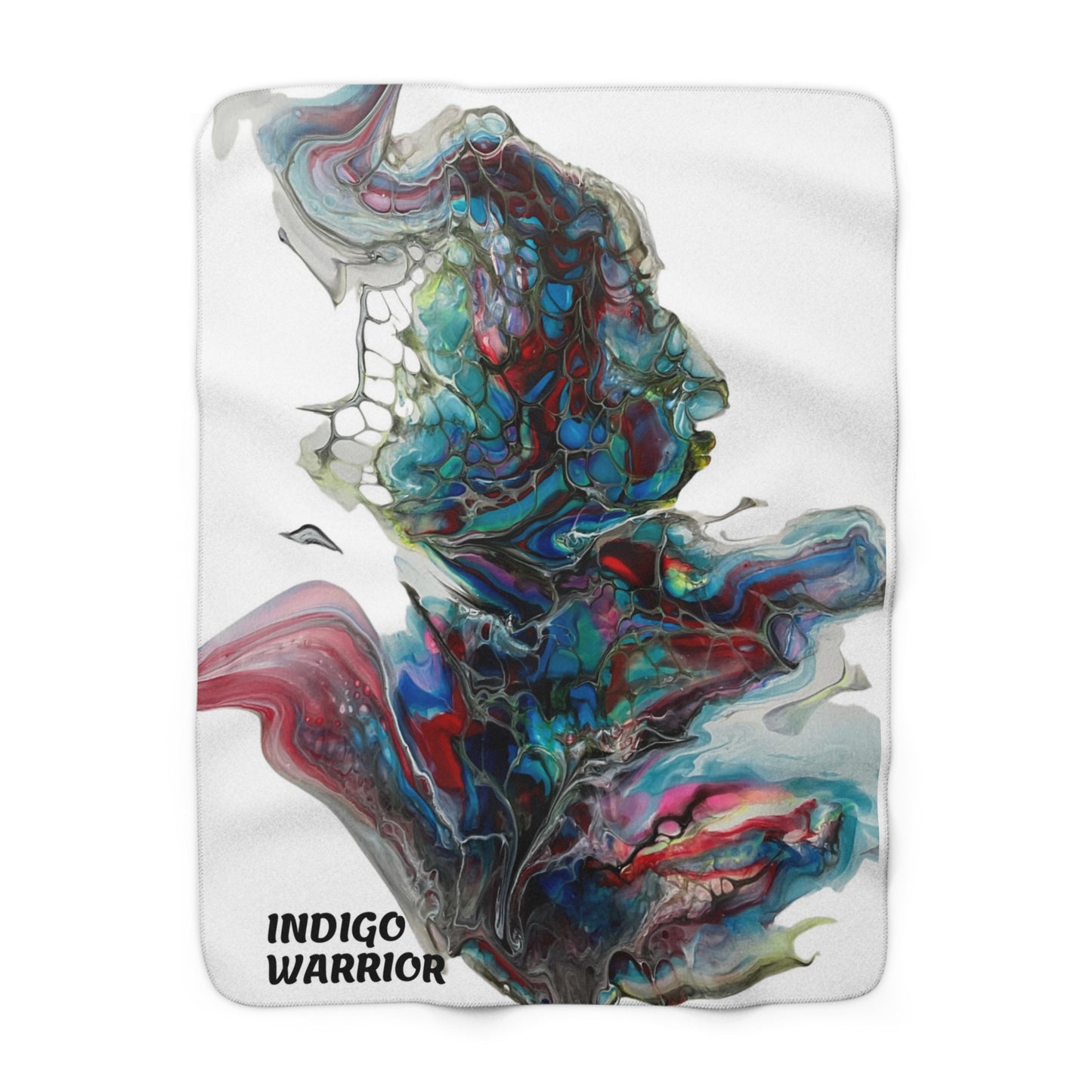 Sherpa Blanket, fluid art blanket, indigo warrior blankets, sherpa throw blanket
