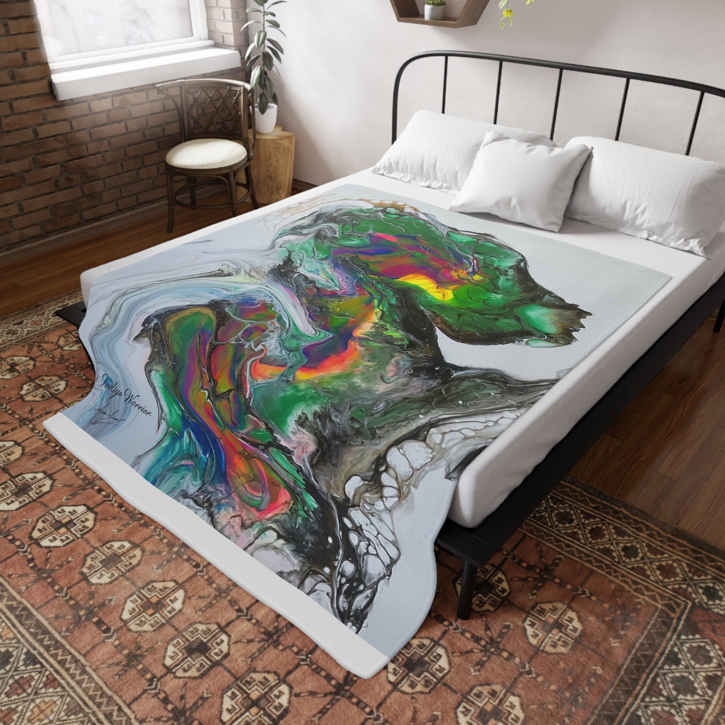 Velvet Blanket - Indigo Warrior Fluid Art Design
