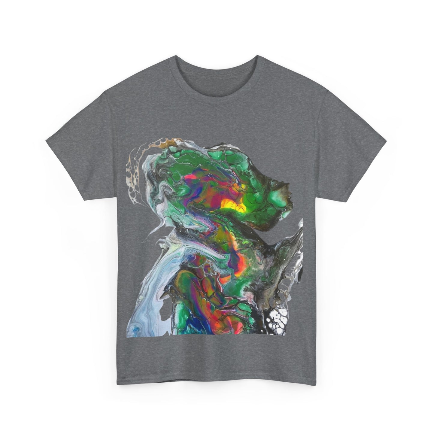 Indigo Warrior Cotton Tee - Green Alien Warrior Fluid Art Print