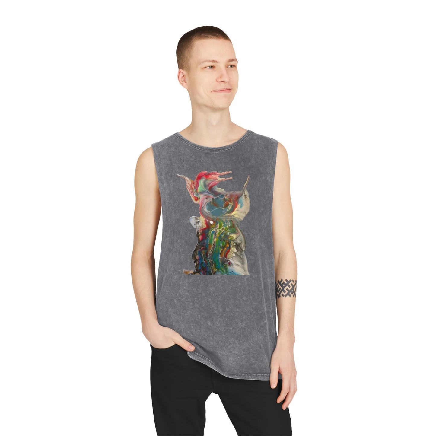 Indigo Warrior Stonewash Tank Top - Miss RHINO Print