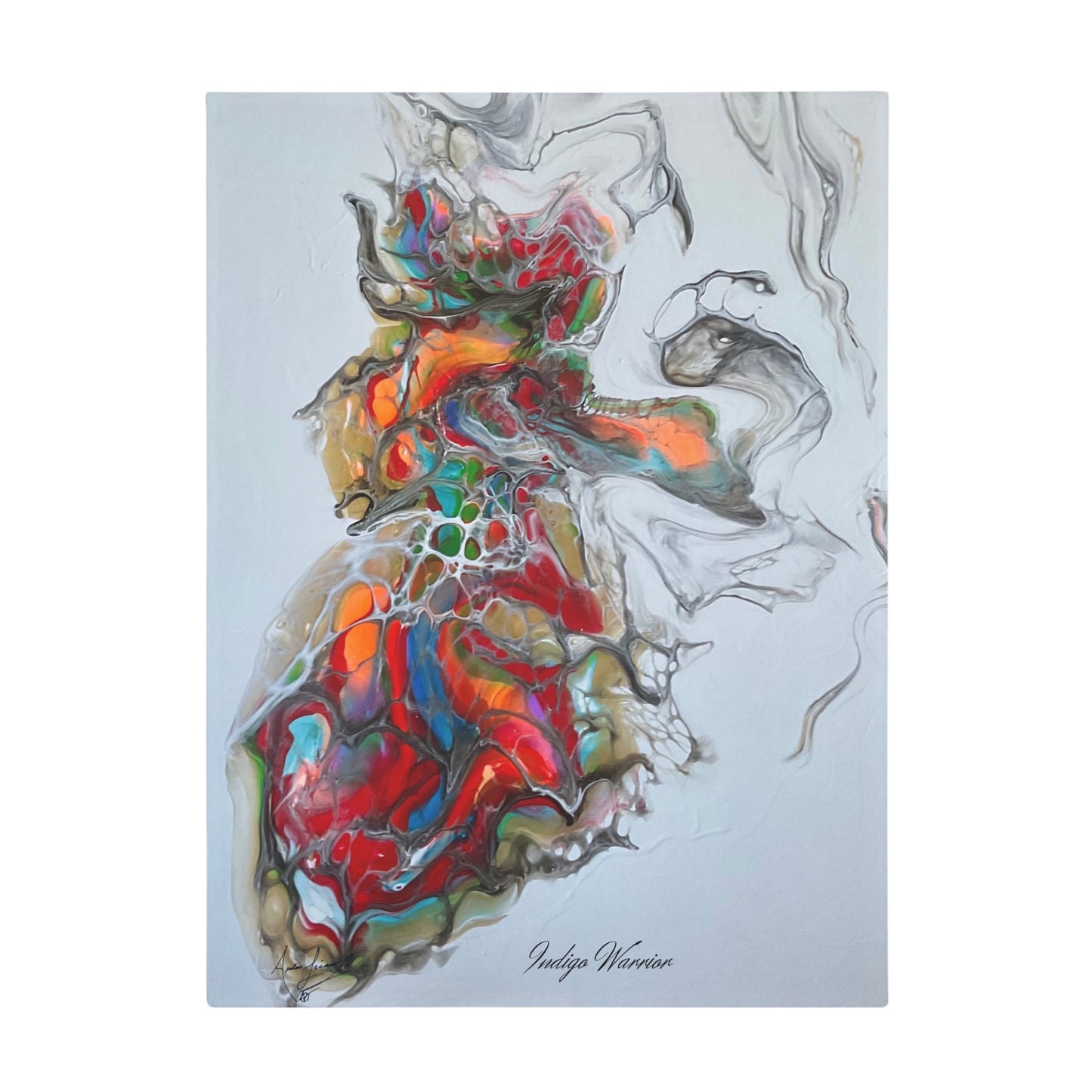 Plush Fleece Blanket - 'Miss Hippo' Fluid Art Orange and Red Velvet