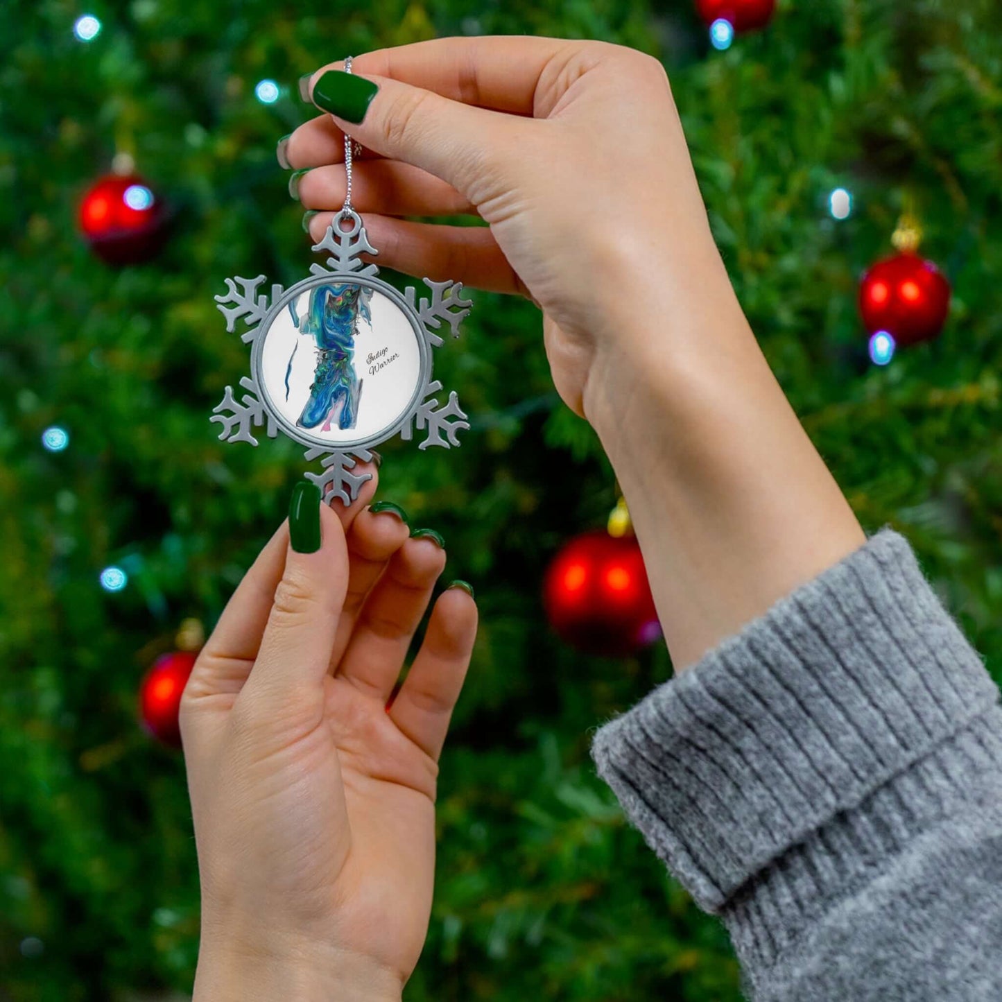 Ornament Pewter Snowflake 'The Boot' Indigo Warrior Christmas Decoration