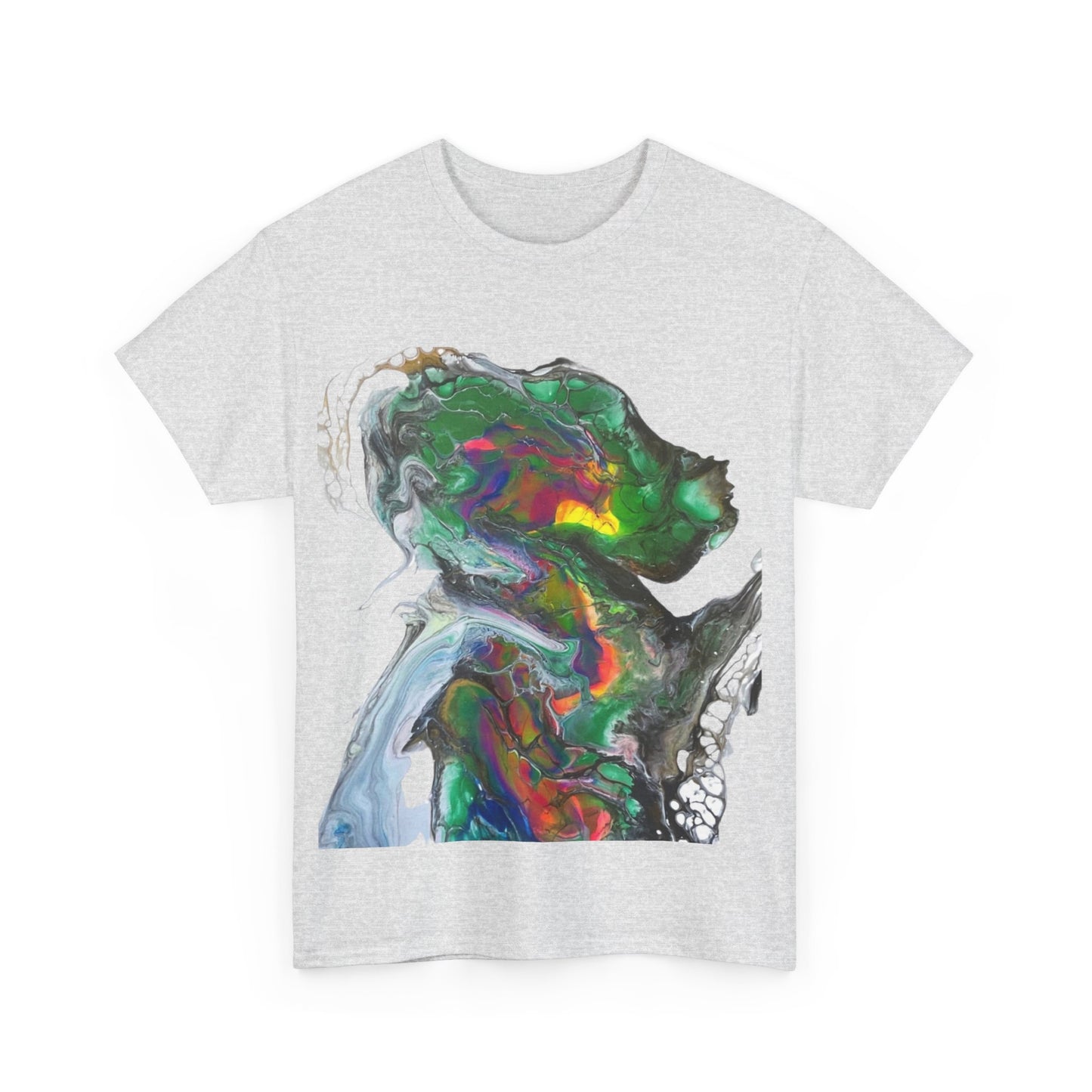 Indigo Warrior Cotton Tee - Green Alien Warrior Fluid Art Print