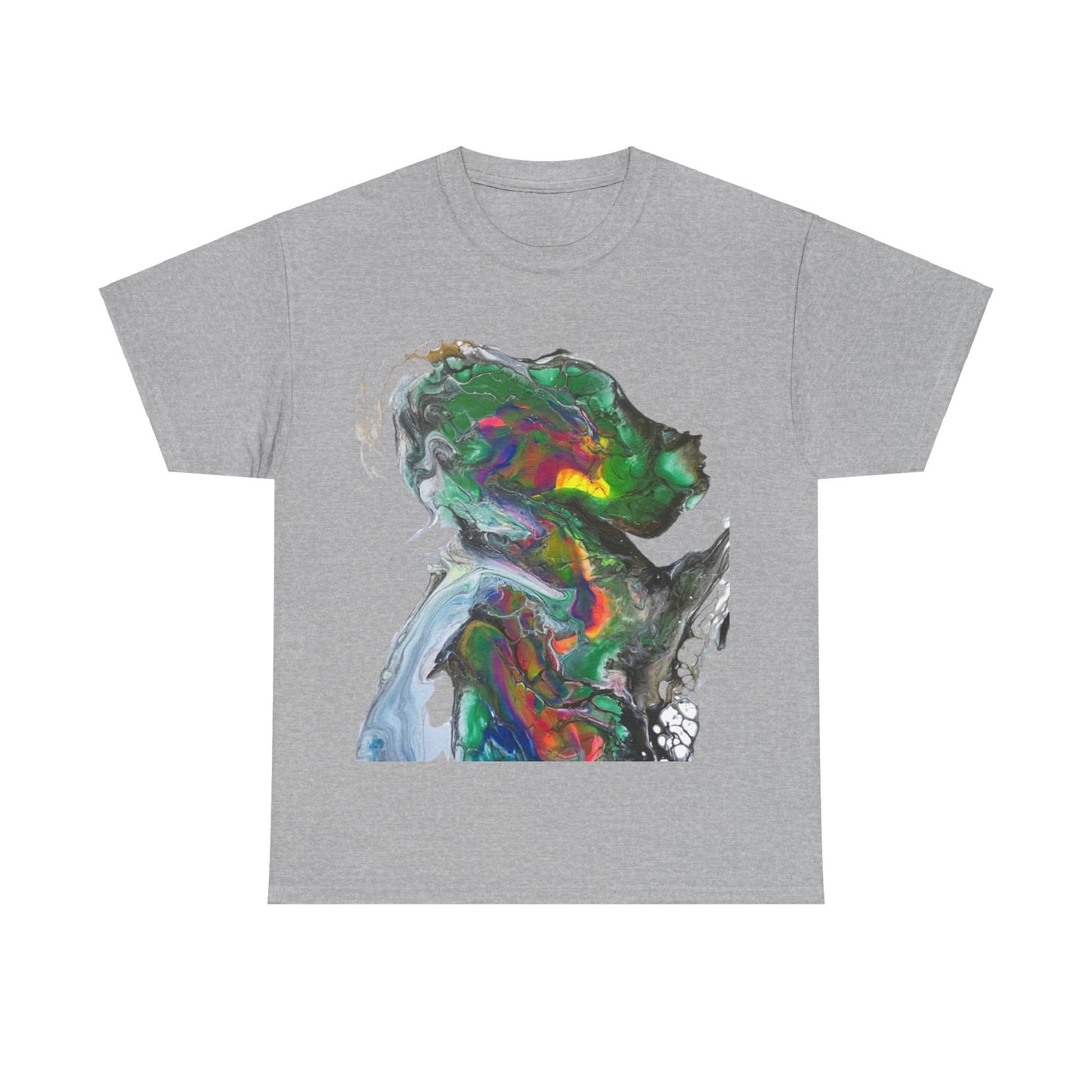 Indigo Warrior Cotton Tee - Green Alien Warrior Fluid Art Print