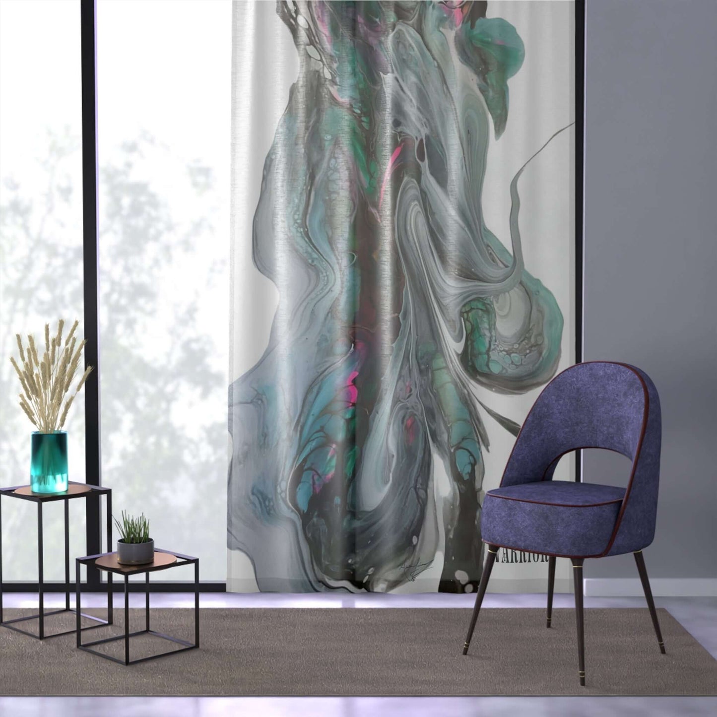 Sheer Curtain Octopus Print