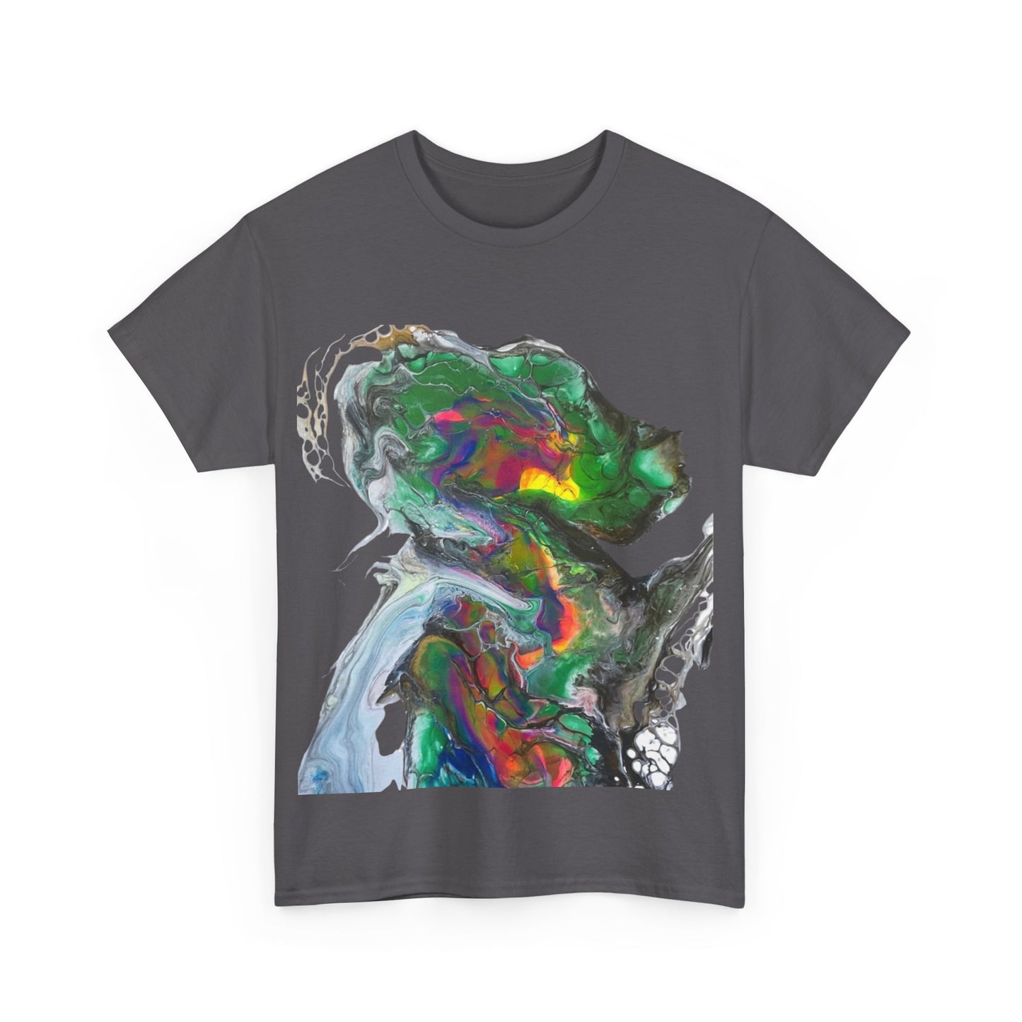 Indigo Warrior Cotton Tee - Green Alien Warrior Fluid Art Print
