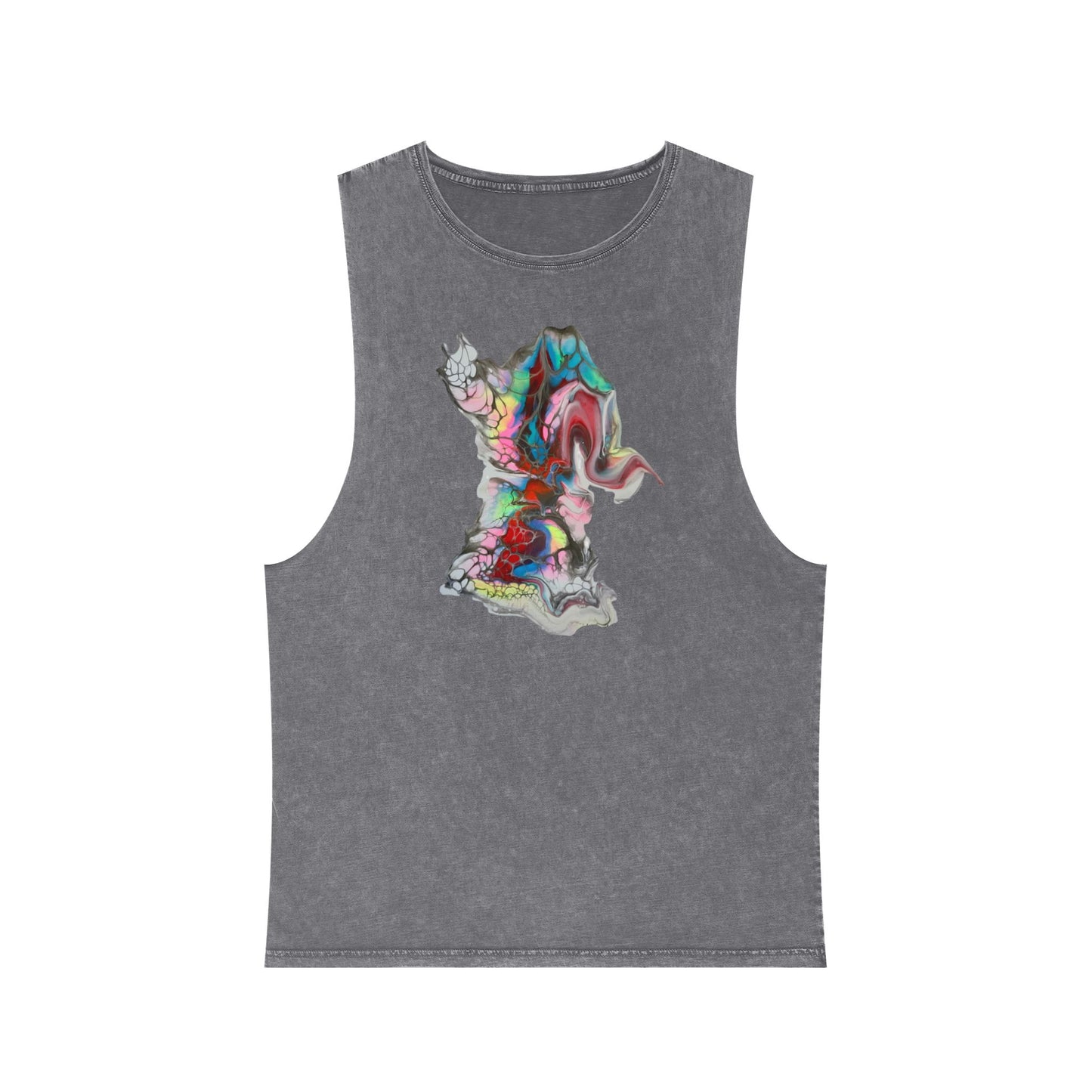 Indigo Warrior Tank Top - Bubba Ele Fluid Art Print, Unisex Stonewash
