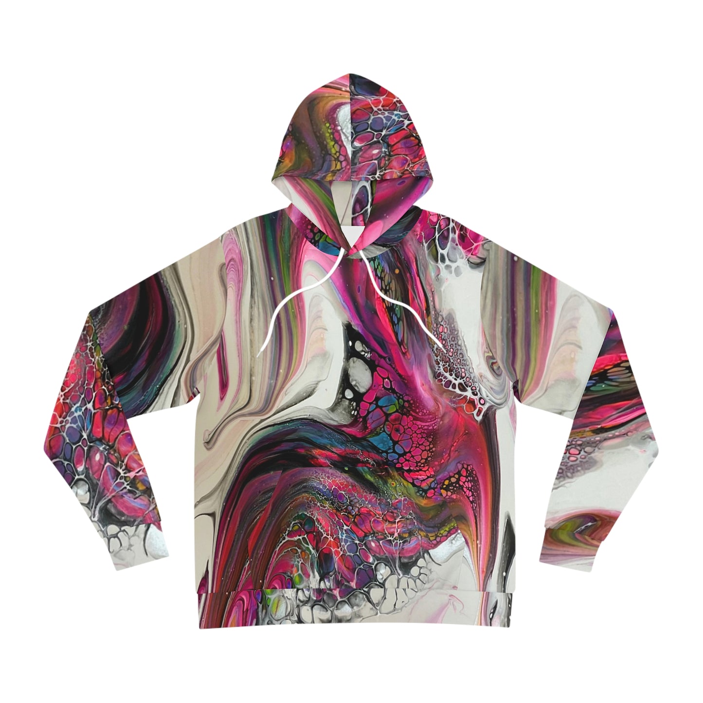 Fluid Print Hoodie in Bold Pink & Purple Colors