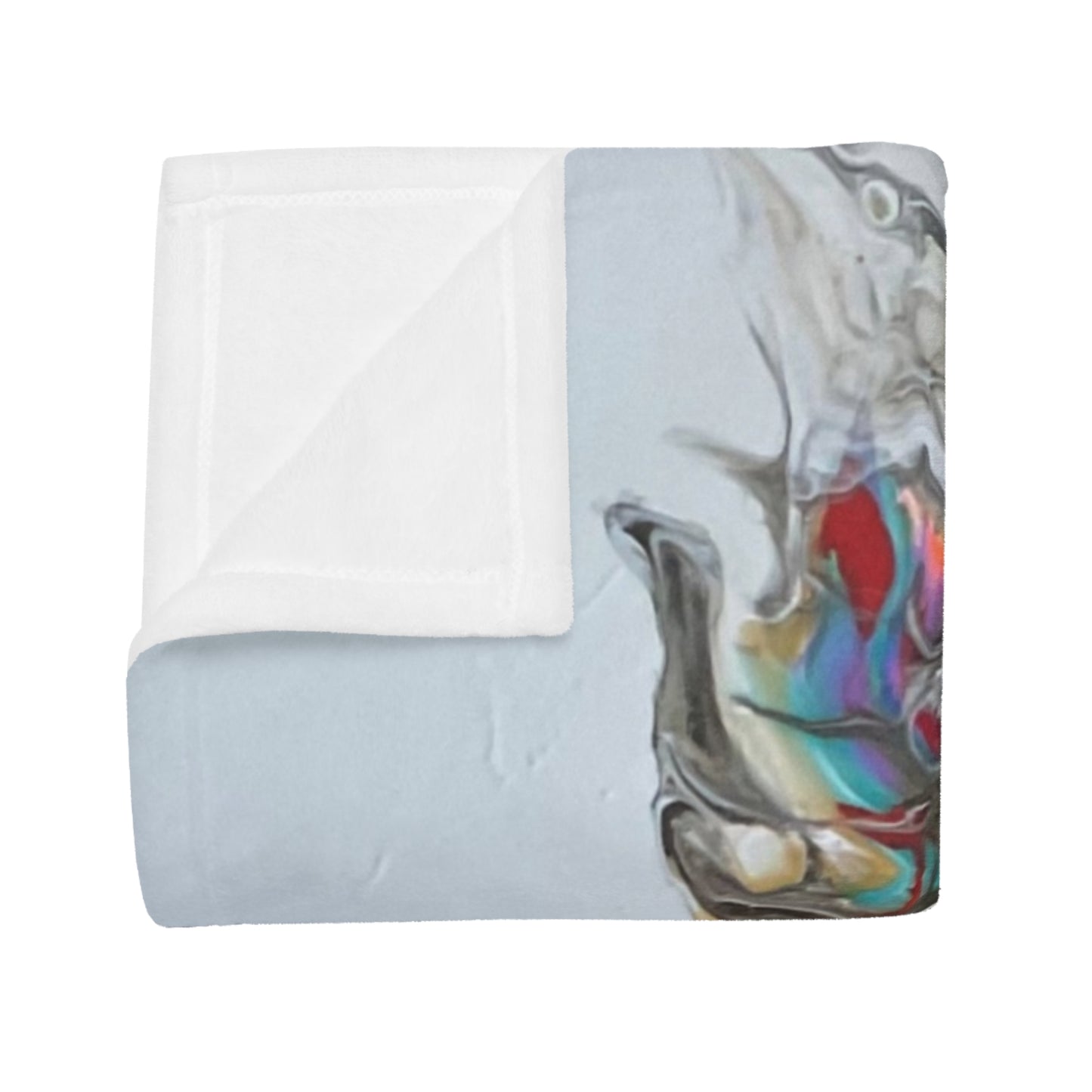 Plush Fleece Blanket - 'Miss Hippo' Fluid Art Orange and Red Velvet