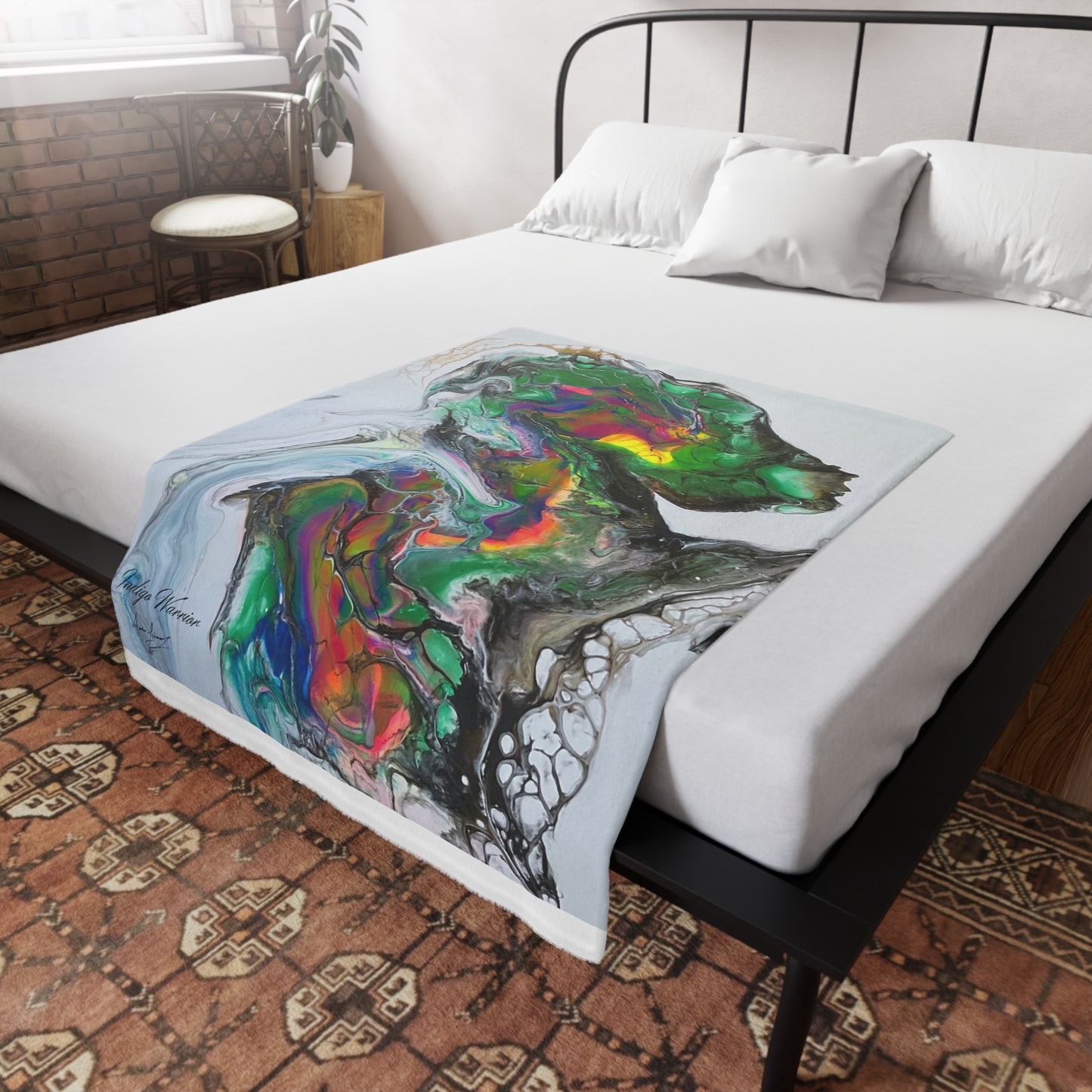 Velvet Blanket - Indigo Warrior Fluid Art Design