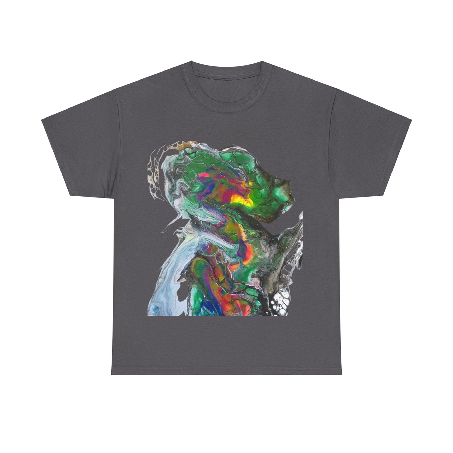 Indigo Warrior Cotton Tee - Green Alien Warrior Fluid Art Print