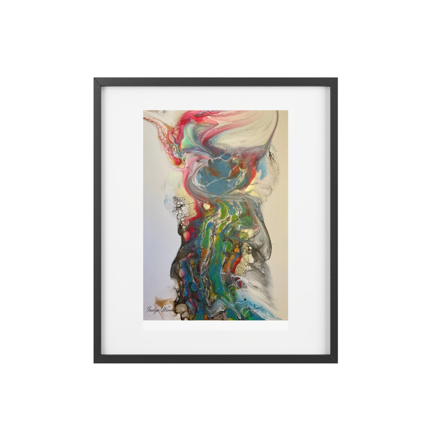 Framed Poster: Miss Rhino Fluid Art Wall Art