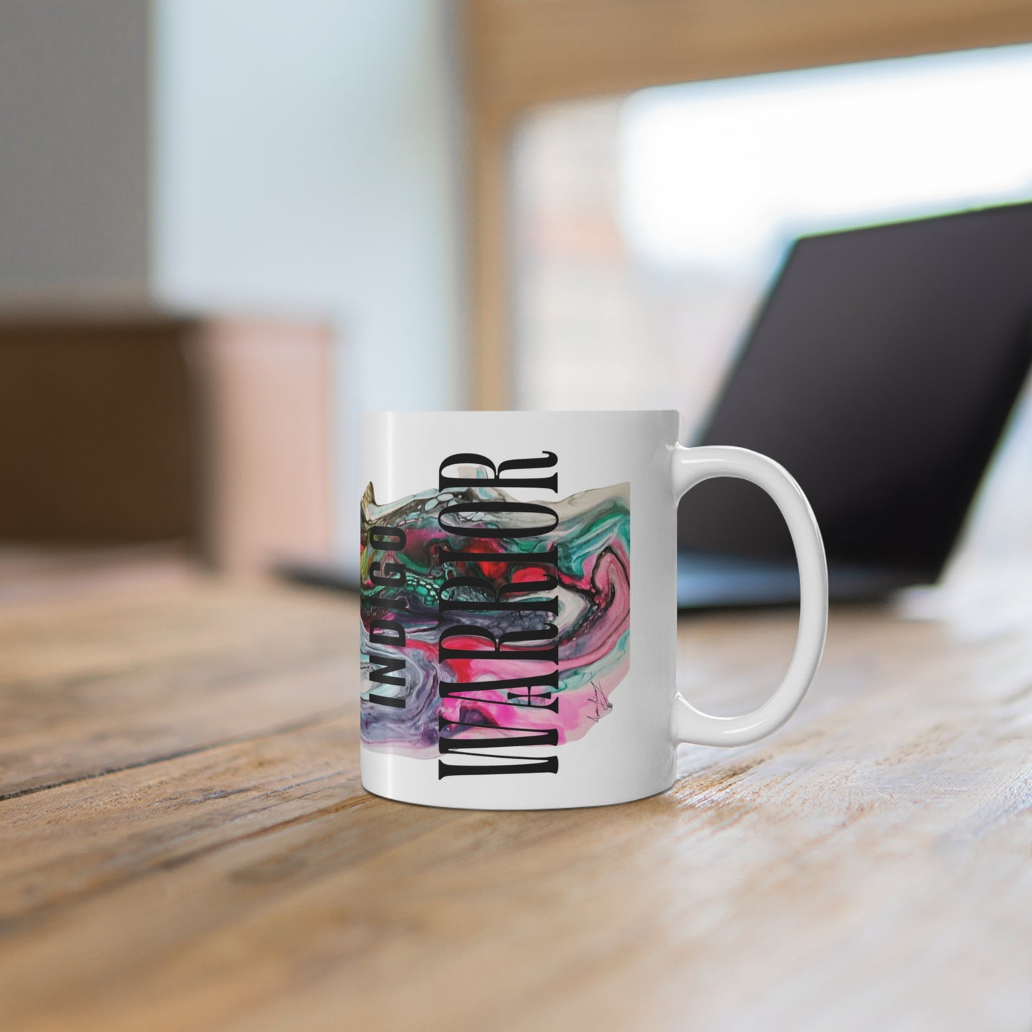 Mug - Fluid Art Two Faced Cat Indigo Warrior Coffee Mug