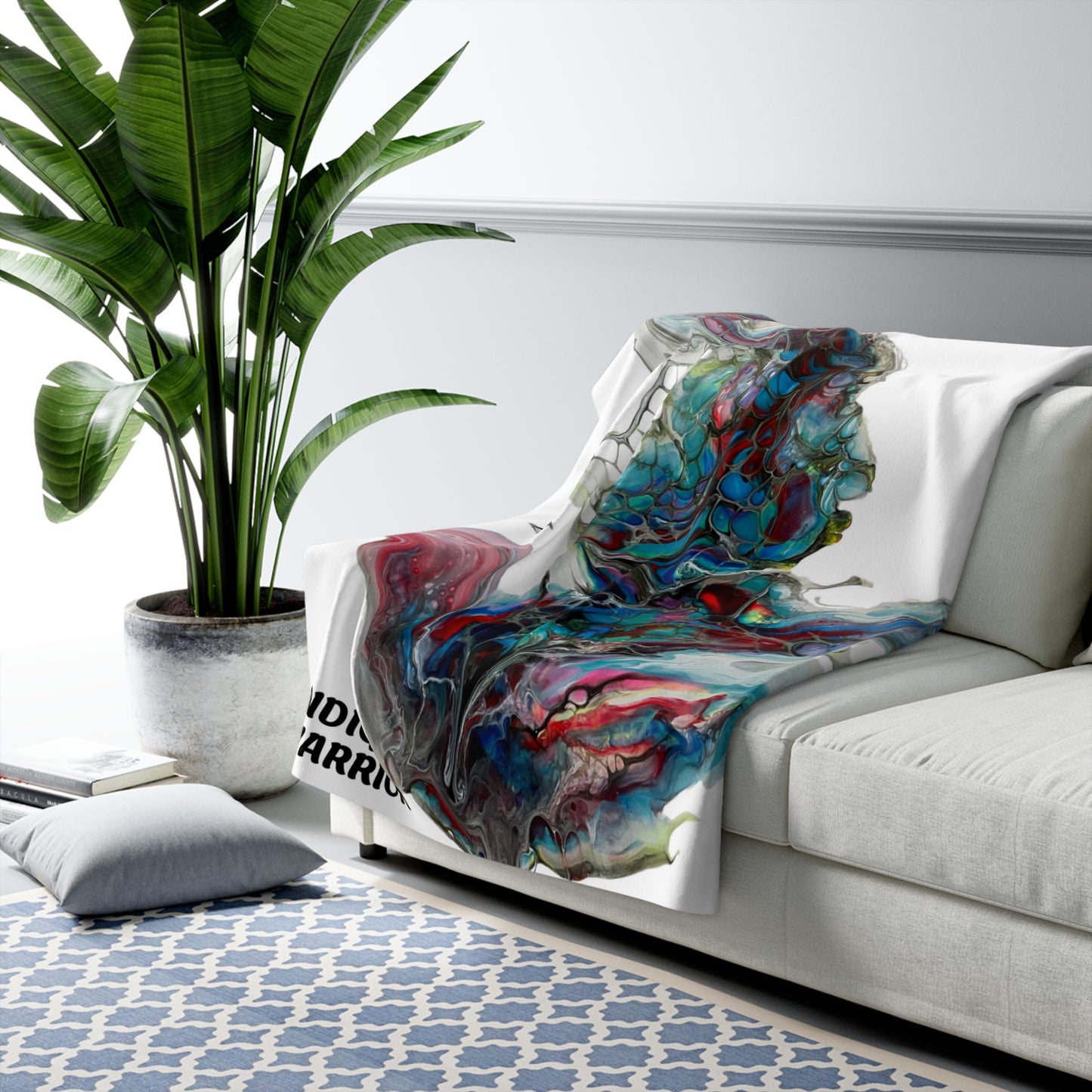 Sherpa Blanket, fluid art blanket, indigo warrior blankets, sherpa throw blanket