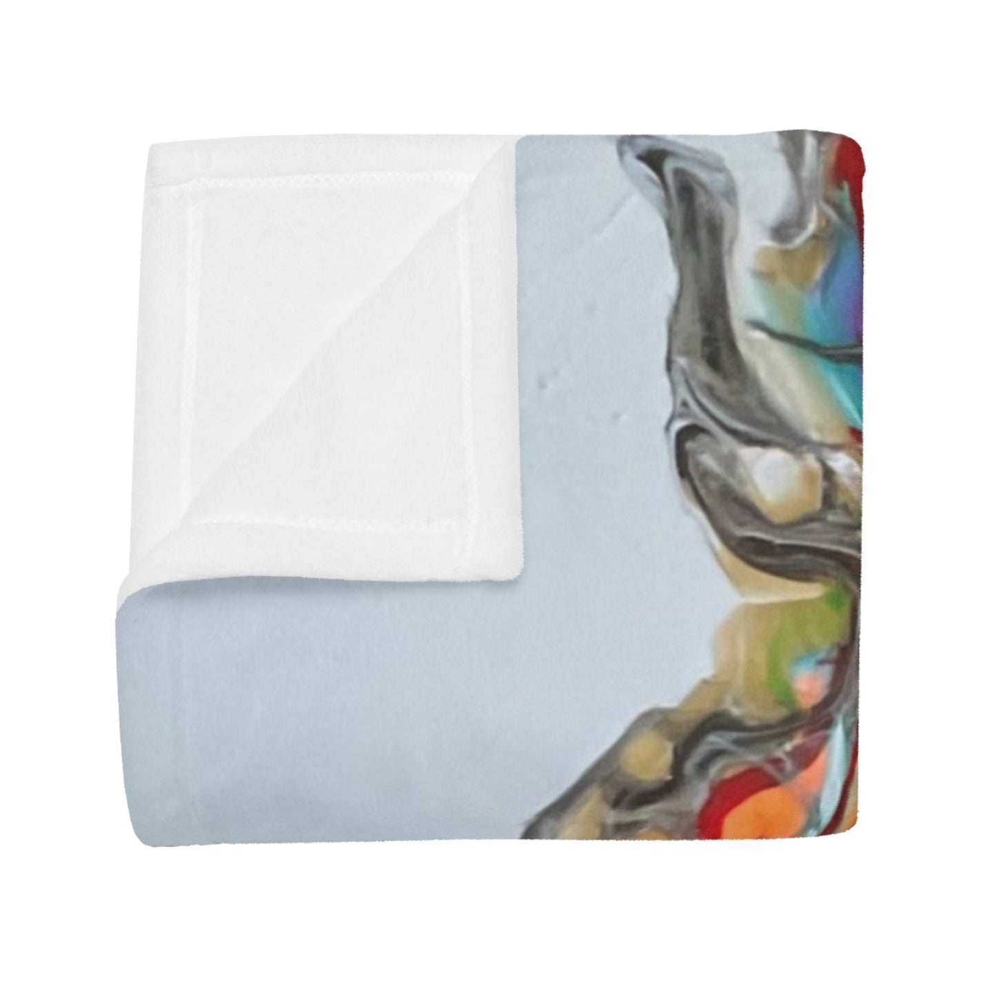 Plush Fleece Blanket - 'Miss Hippo' Fluid Art Orange and Red Velvet