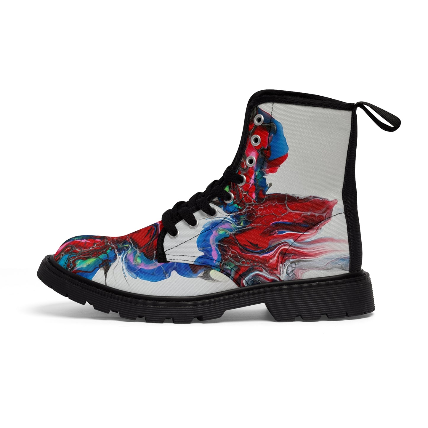 Women's art canvas boots, Art printed boots, canvas art printed boots, arty boots, artistic canvas boots, painted art on canvas boots,