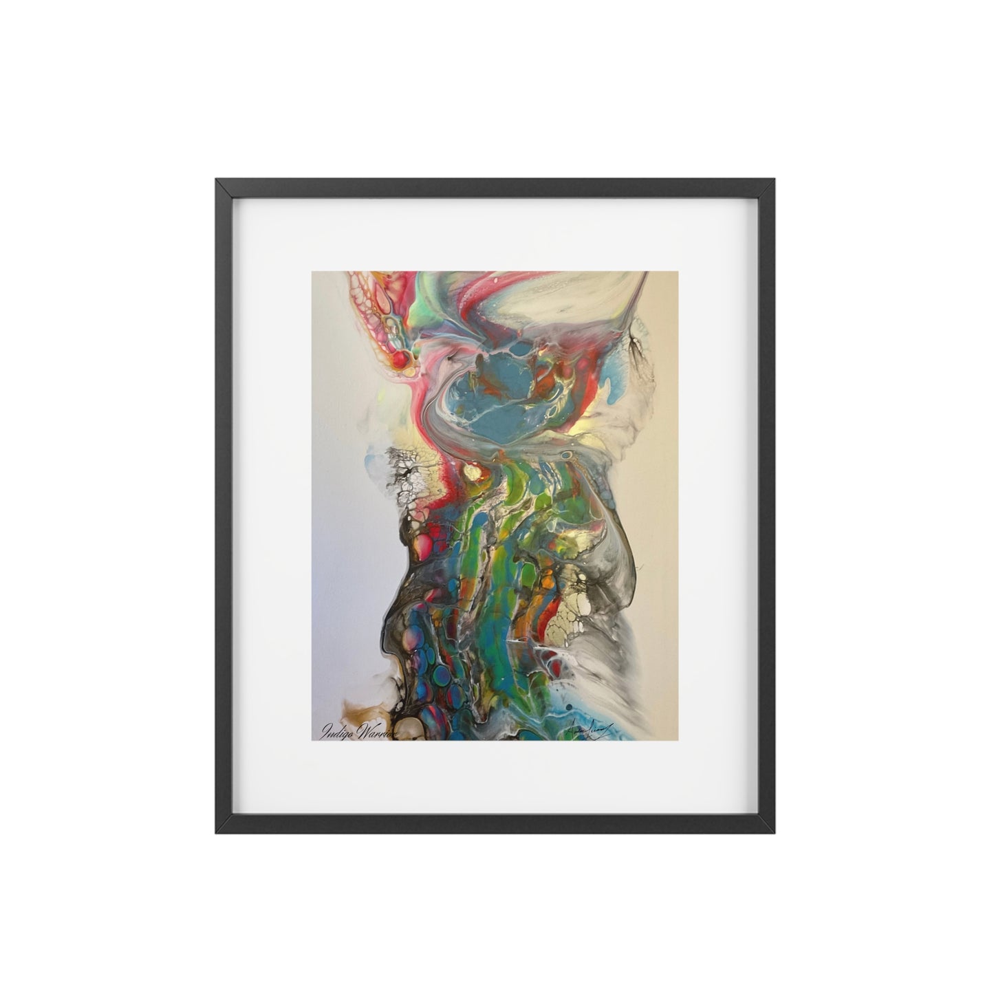 Framed Poster: Miss Rhino Fluid Art Wall Art