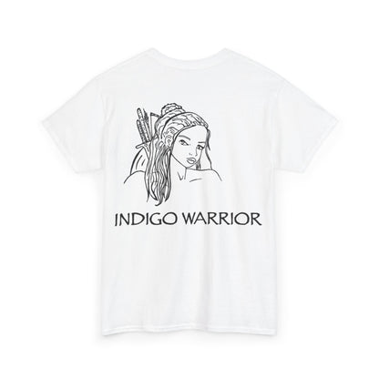 Cotton Tee for her, indigo warrior print