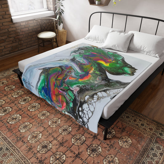 Velvet Blanket - Indigo Warrior Fluid Art Design