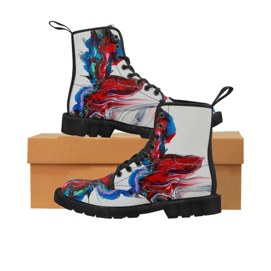Women's art canvas boots, Art printed boots, canvas art printed boots, arty boots, artistic canvas boots, painted art on canvas boots,