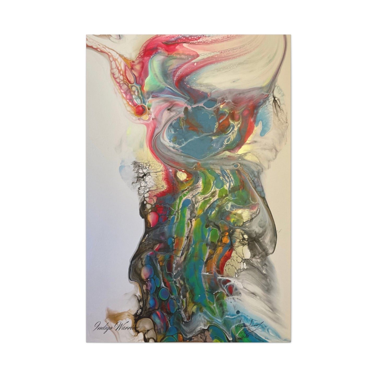 Canvas Wall Art - 'Miss Rhino' Fluid Art Print