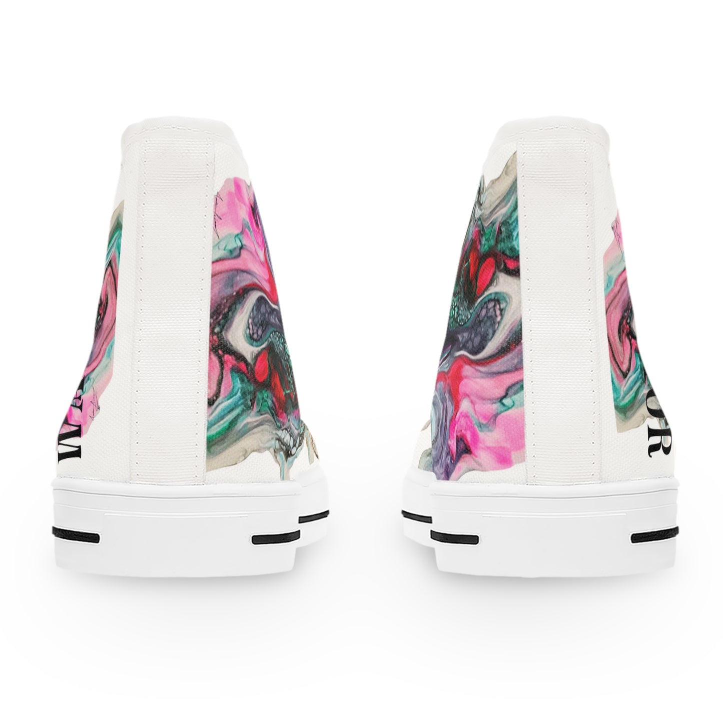 High Top Sneakers Fluid Art Two Faced Cat Print Women's