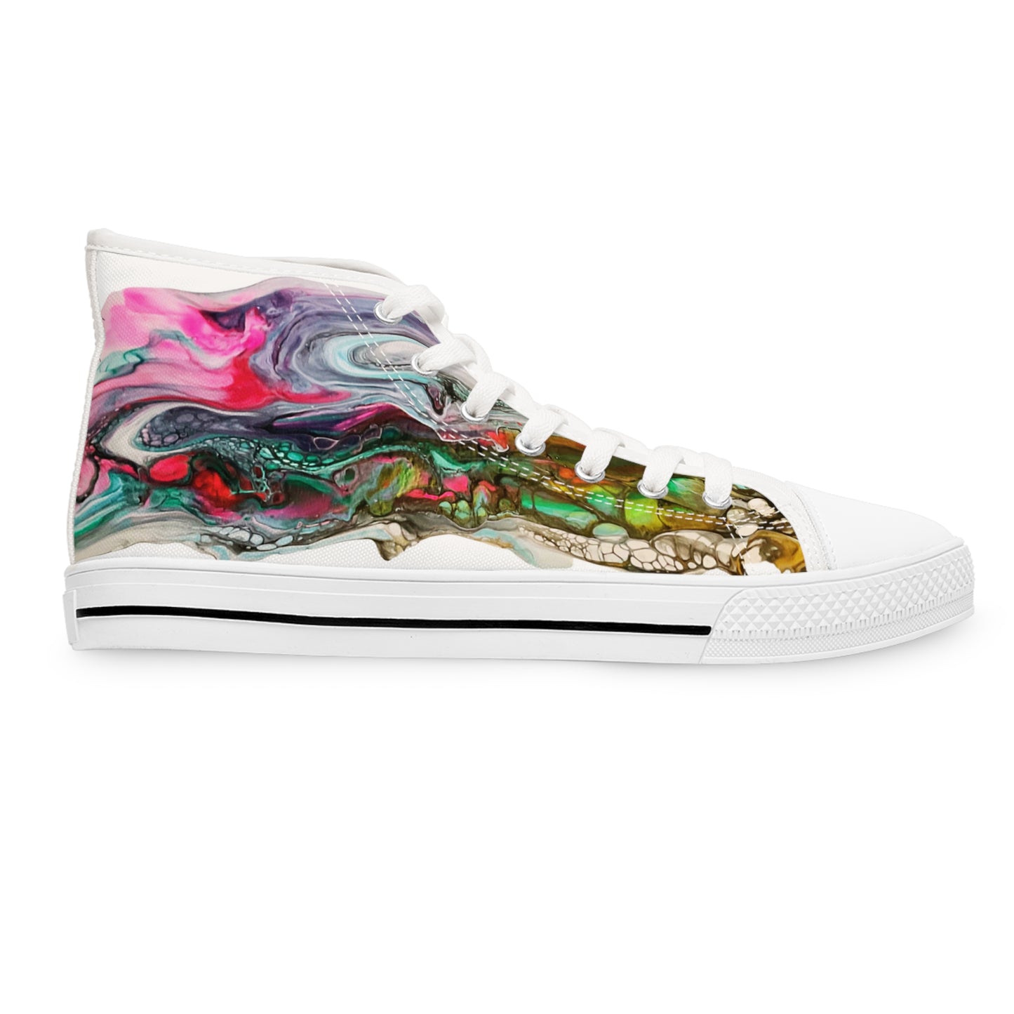 High Top Sneakers Fluid Art Two Faced Cat Print Women's