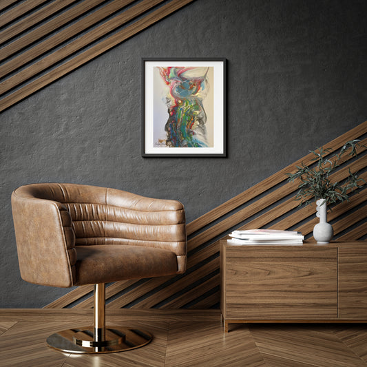 Framed Poster: Miss Rhino Fluid Art Wall Art