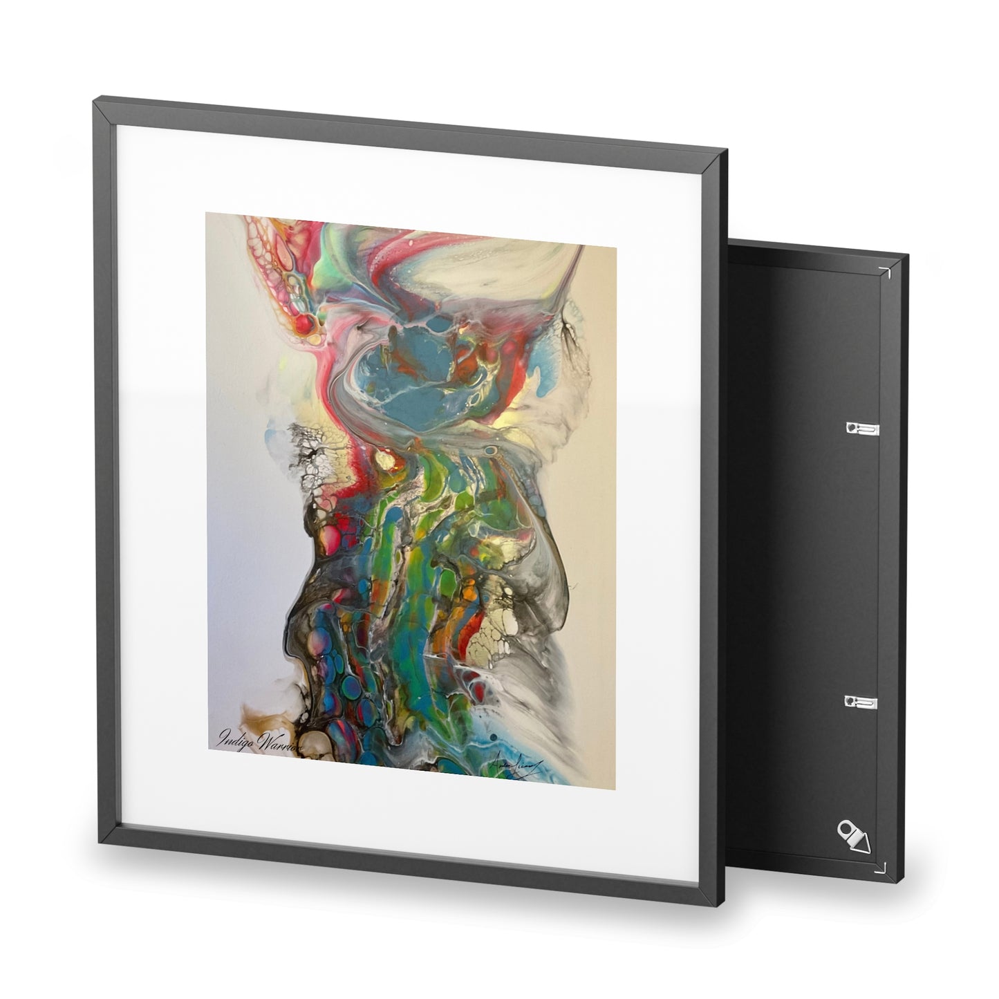 Framed Poster: Miss Rhino Fluid Art Wall Art