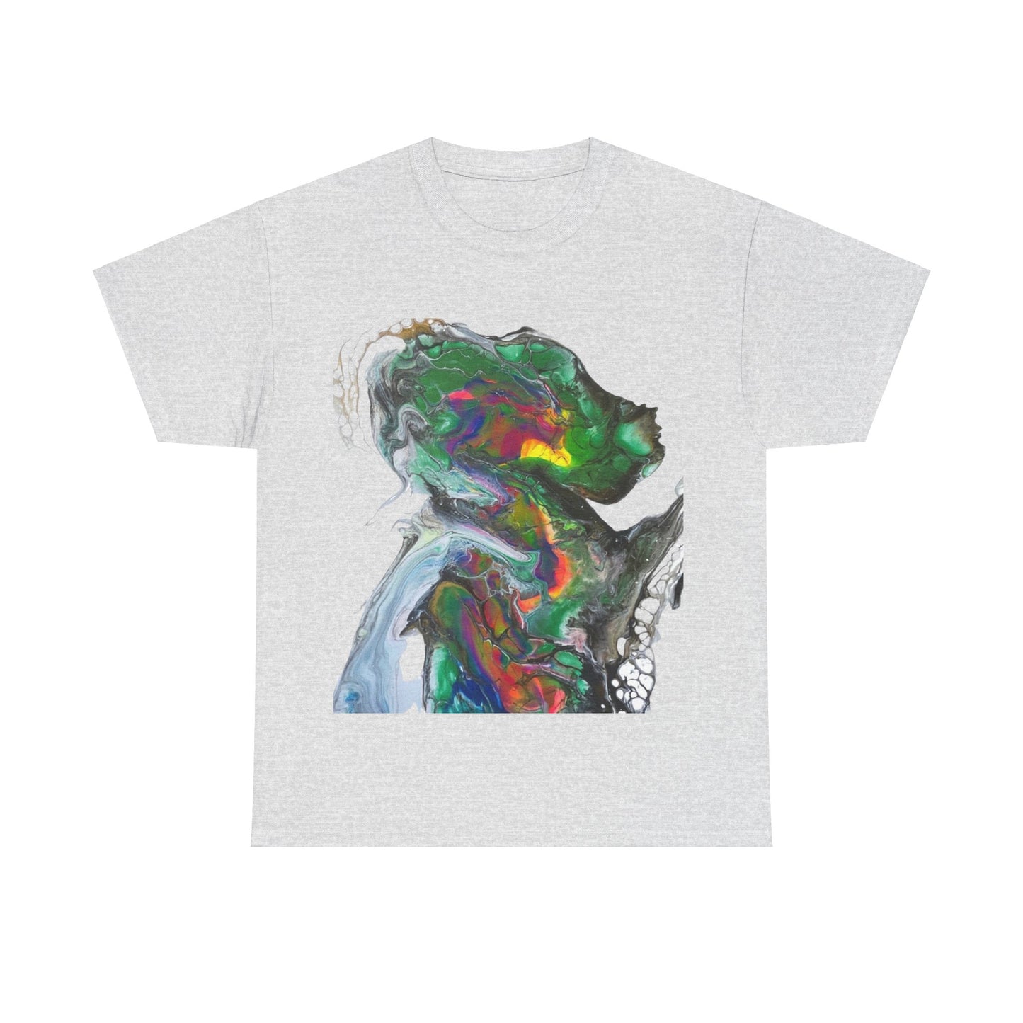 Indigo Warrior Cotton Tee - Green Alien Warrior Fluid Art Print