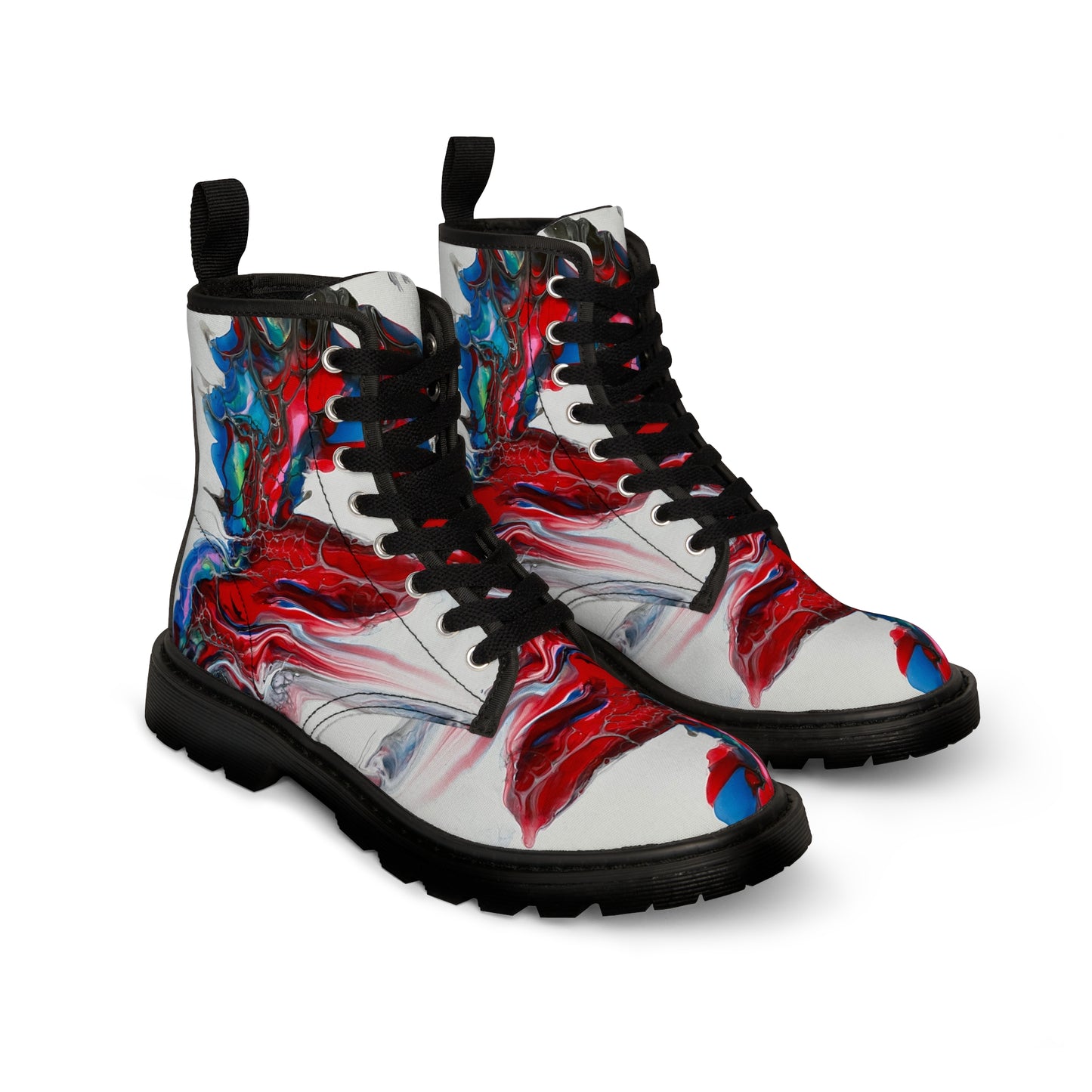 Women's art canvas boots, Art printed boots, canvas art printed boots, arty boots, artistic canvas boots, painted art on canvas boots,